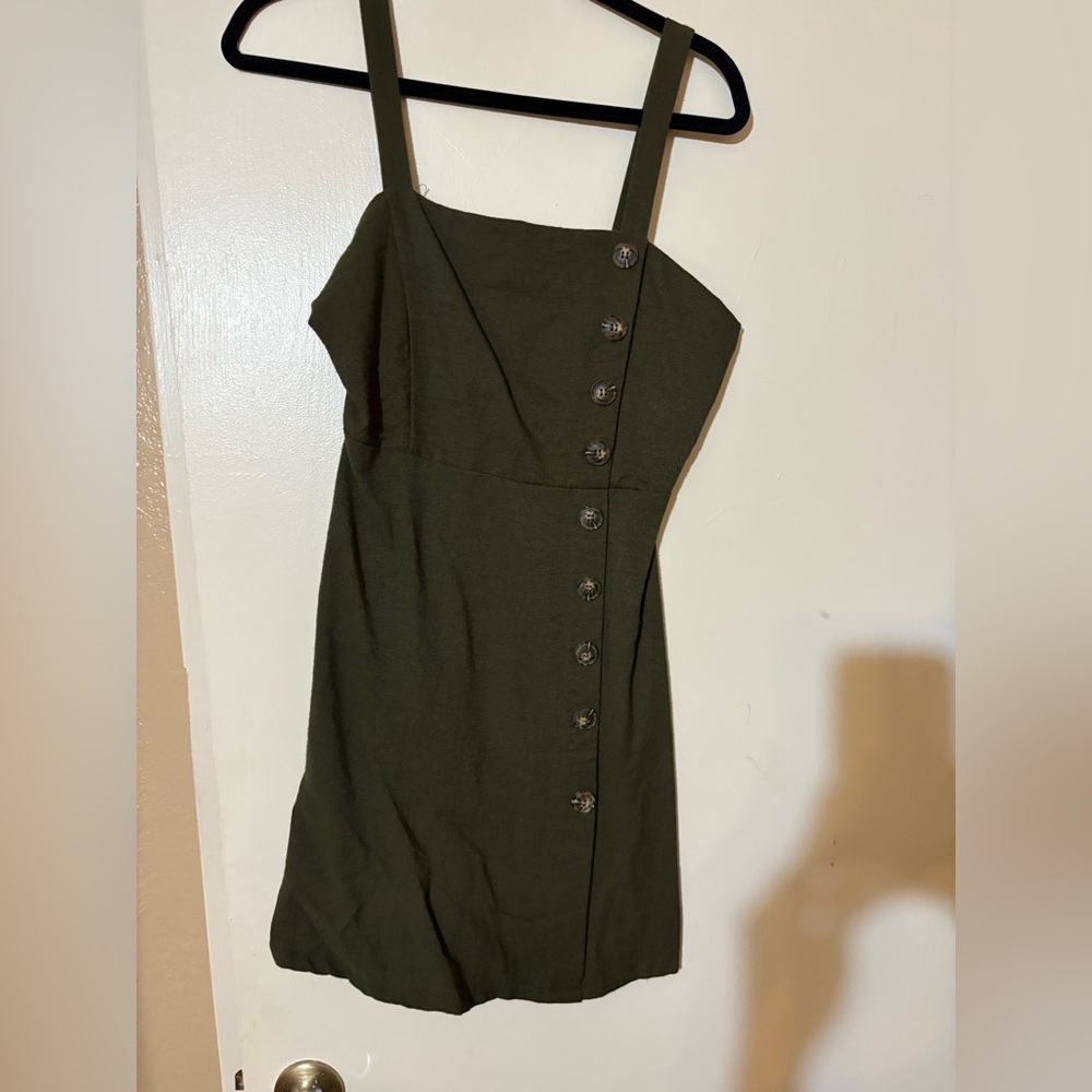 Shein Olive Green Button Dress. Size Medium
